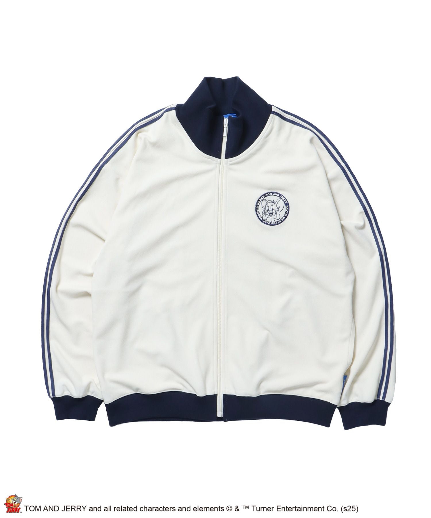 【SEQUENZ(シークエンズ)】TJ CIRCLE LOGO TRACK JACKET / トムとジェリー ジャージ フルジップ ジャケット 刺繍 オフホワイト