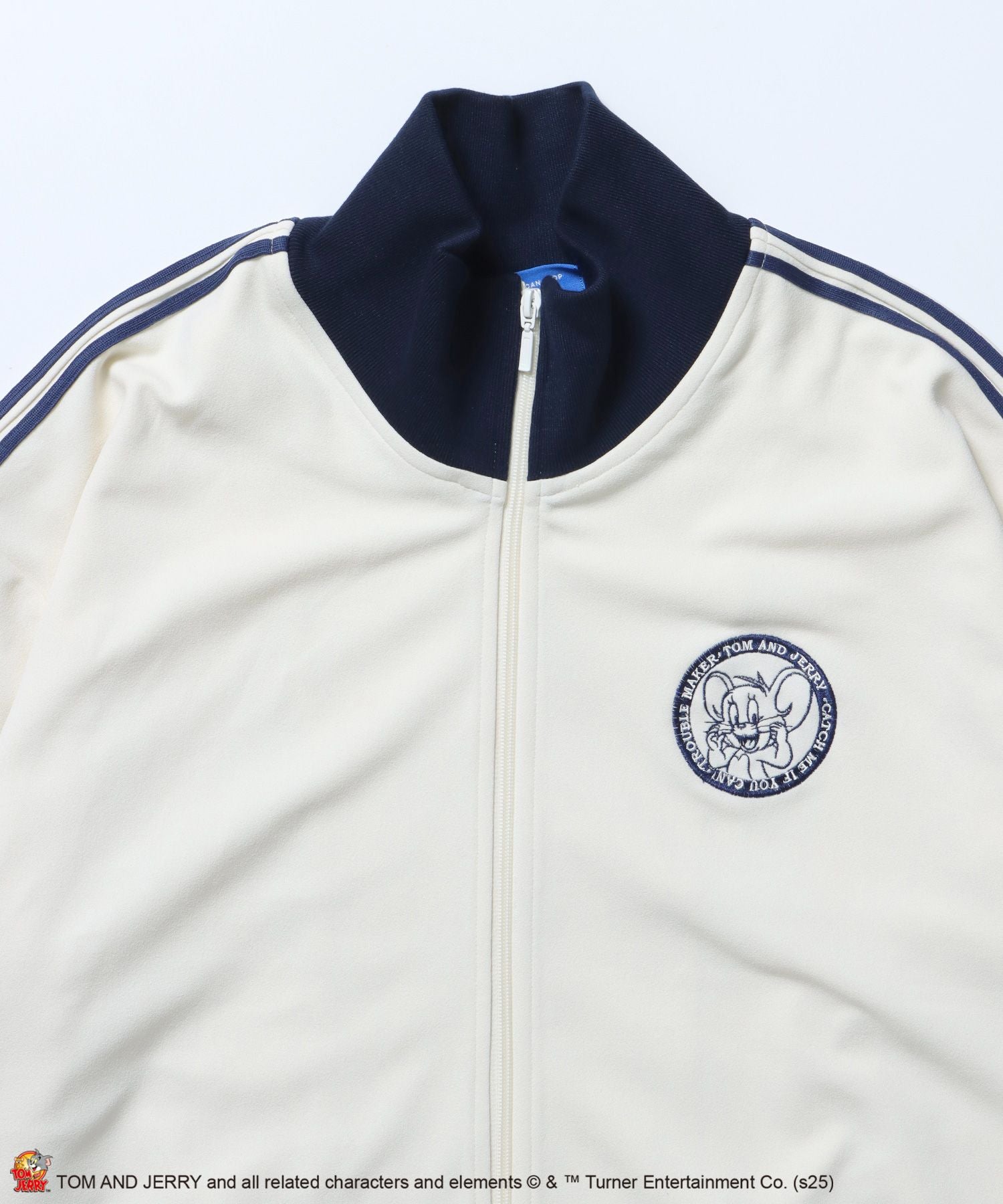 TJ CIRCLE LOGO TRACK JACKET / トムとジェリー ジャージ フルジップ ジャケット 刺繍 オフホワイト