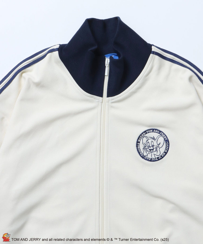 TJ CIRCLE LOGO TRACK JACKET / トムとジェリー ジャージ フルジップ ジャケット 刺繍 オフホワイト