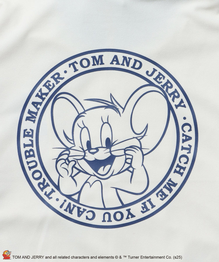 TJ CIRCLE LOGO TRACK JACKET / トムとジェリー ジャージ フルジップ ジャケット 刺繍 オフホワイト