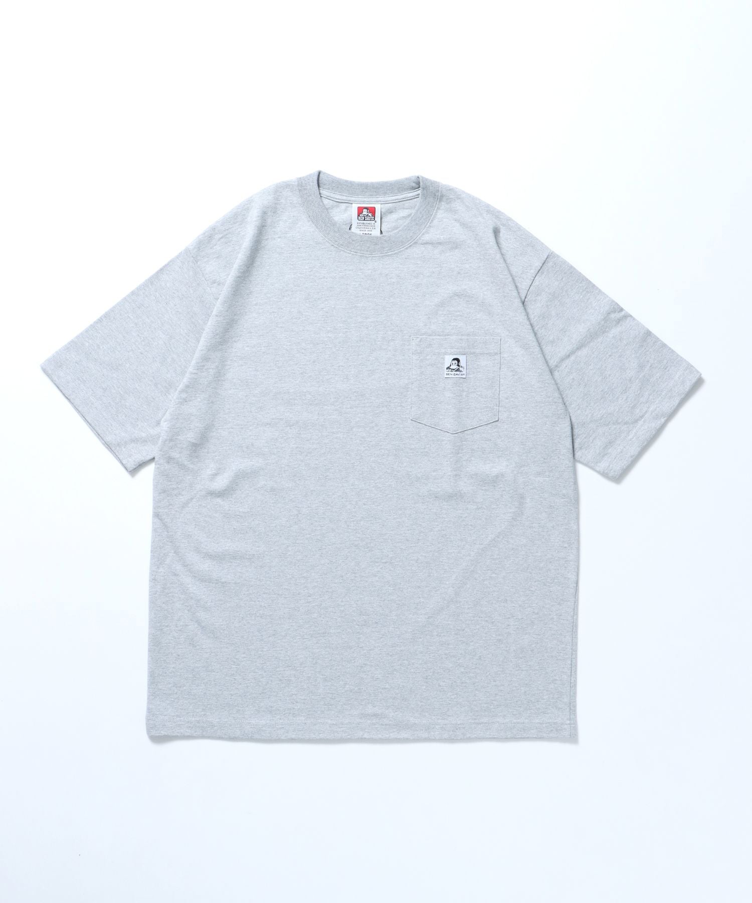 【BEN DAVIS(ベンデイビス)】BIG POCKET TEE / ポケット 半袖 ワンポイント ワイドシルエット ヘビーウエイト クルーネック グレー