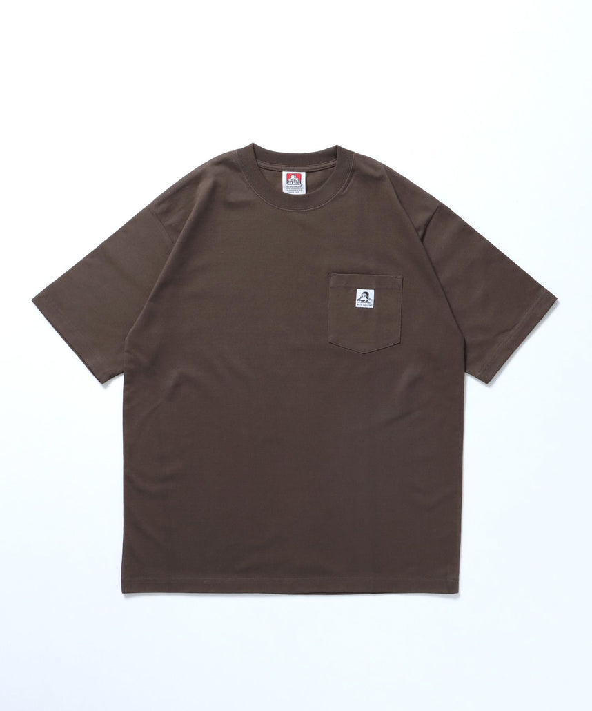 【BEN DAVIS(ベンデイビス)】BIG POCKET TEE / ポケット 半袖 ワンポイント ワイドシルエット ヘビーウエイト クルーネック ダークブラウン