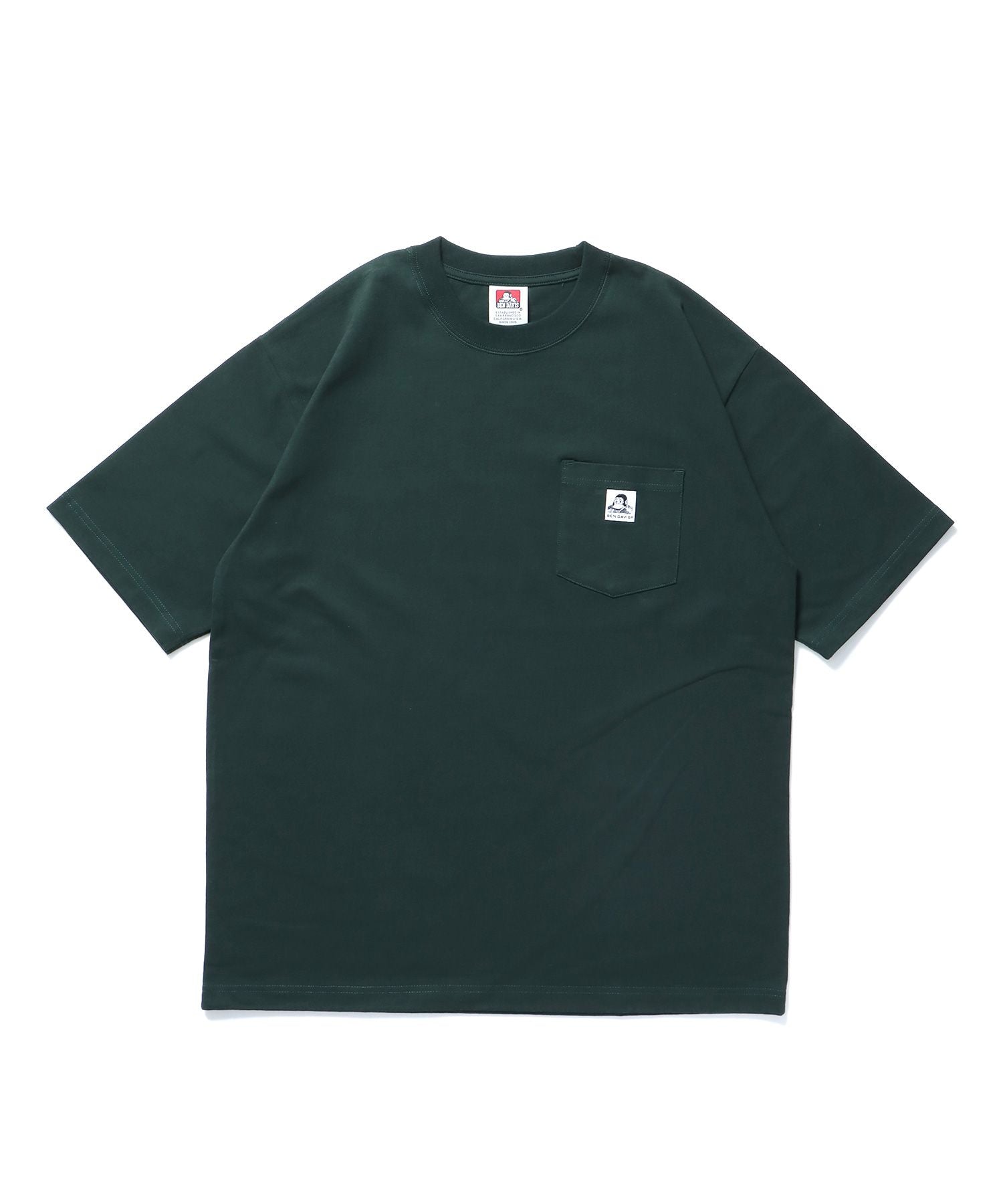 【BEN DAVIS(ベンデイビス)】BIG POCKET TEE / ポケット 半袖 ワンポイント ワイドシルエット ヘビーウエイト クルーネック ダークグリーン
