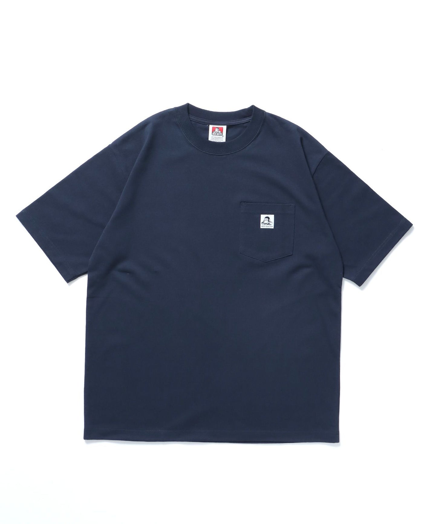 【BEN DAVIS(ベンデイビス)】BIG POCKET TEE / ポケット 半袖 ワンポイント ワイドシルエット ヘビーウエイト クルーネック ネイビー