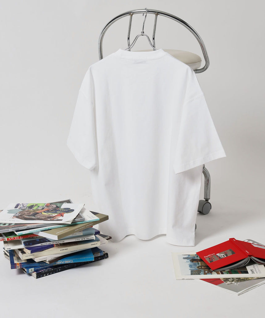 サークルアート線画プリントTシャツ / 男女兼用 レギュラーサイズ ワンポイント シンプル アートT ホワイト