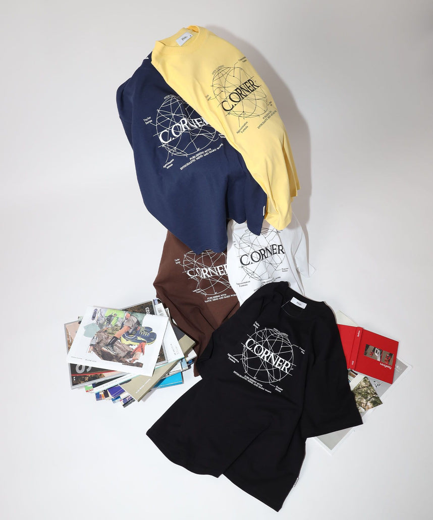 【FFEIN(フェイン)】サークルアート線画プリントTシャツ / 男女兼用 レギュラーサイズ ワンポイント シンプル アートT ブラック