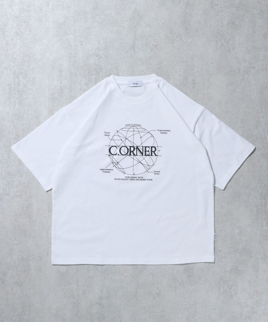 【FFEIN(フェイン)】サークルアート線画プリントTシャツ / 男女兼用 レギュラーサイズ ワンポイント シンプル アートT ホワイト