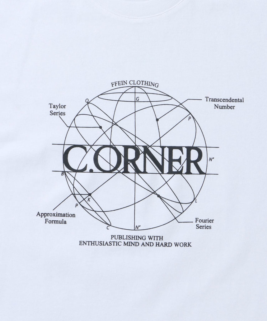 サークルアート線画プリントTシャツ / 男女兼用 レギュラーサイズ ワンポイント シンプル アートT ホワイト