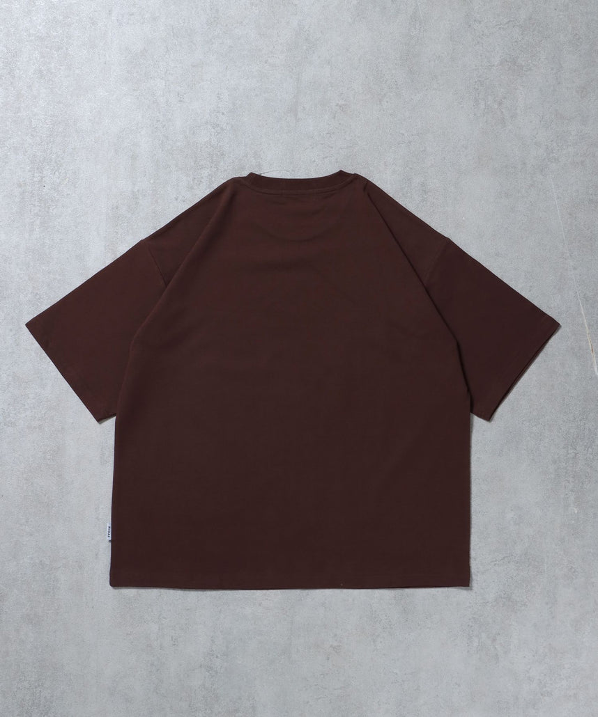 サークルアート線画プリントTシャツ / 男女兼用 レギュラーサイズ ワンポイント シンプル アートT ブラウン