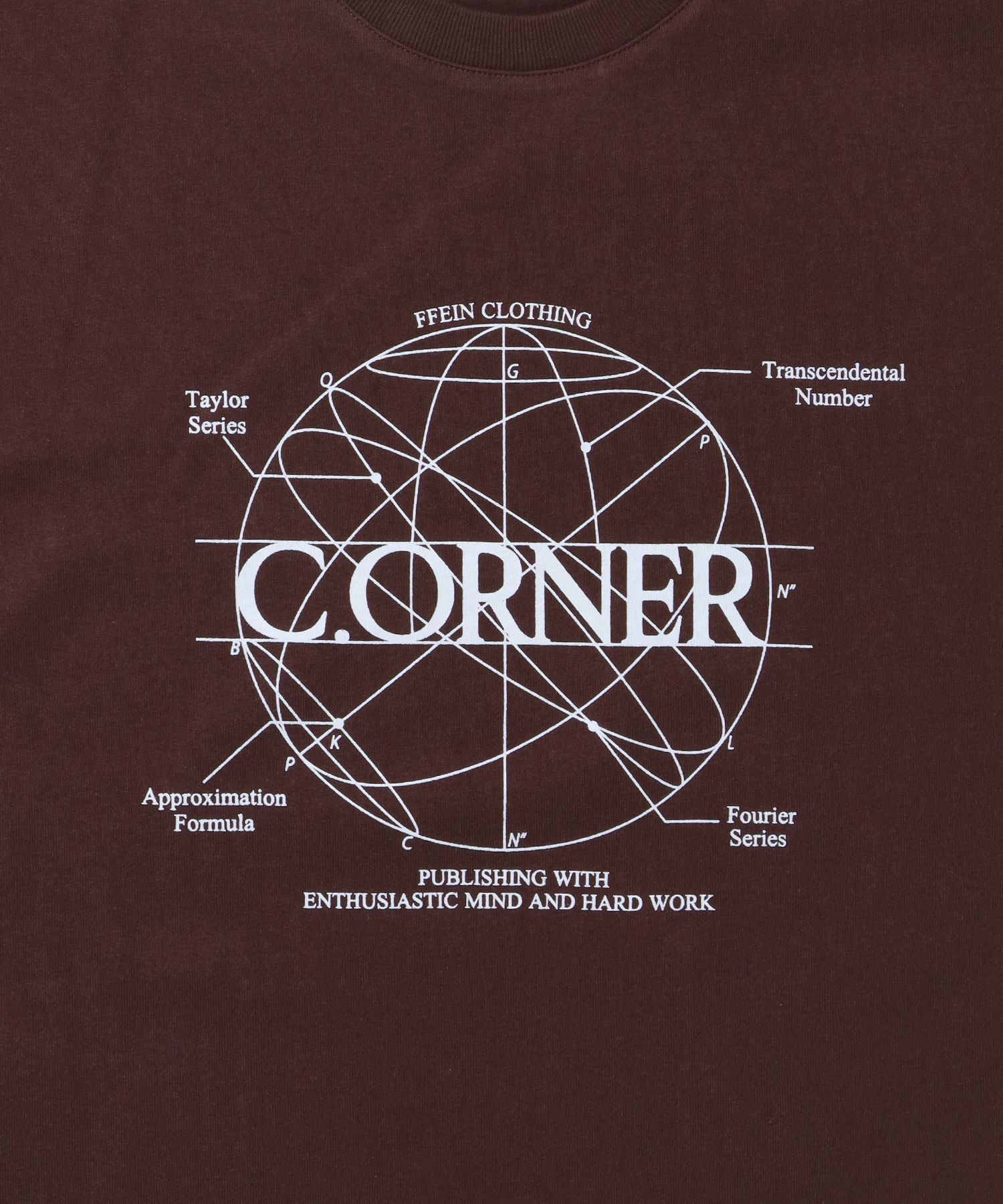 サークルアート線画プリントTシャツ / 男女兼用 レギュラーサイズ ワンポイント シンプル アートT ブラウン