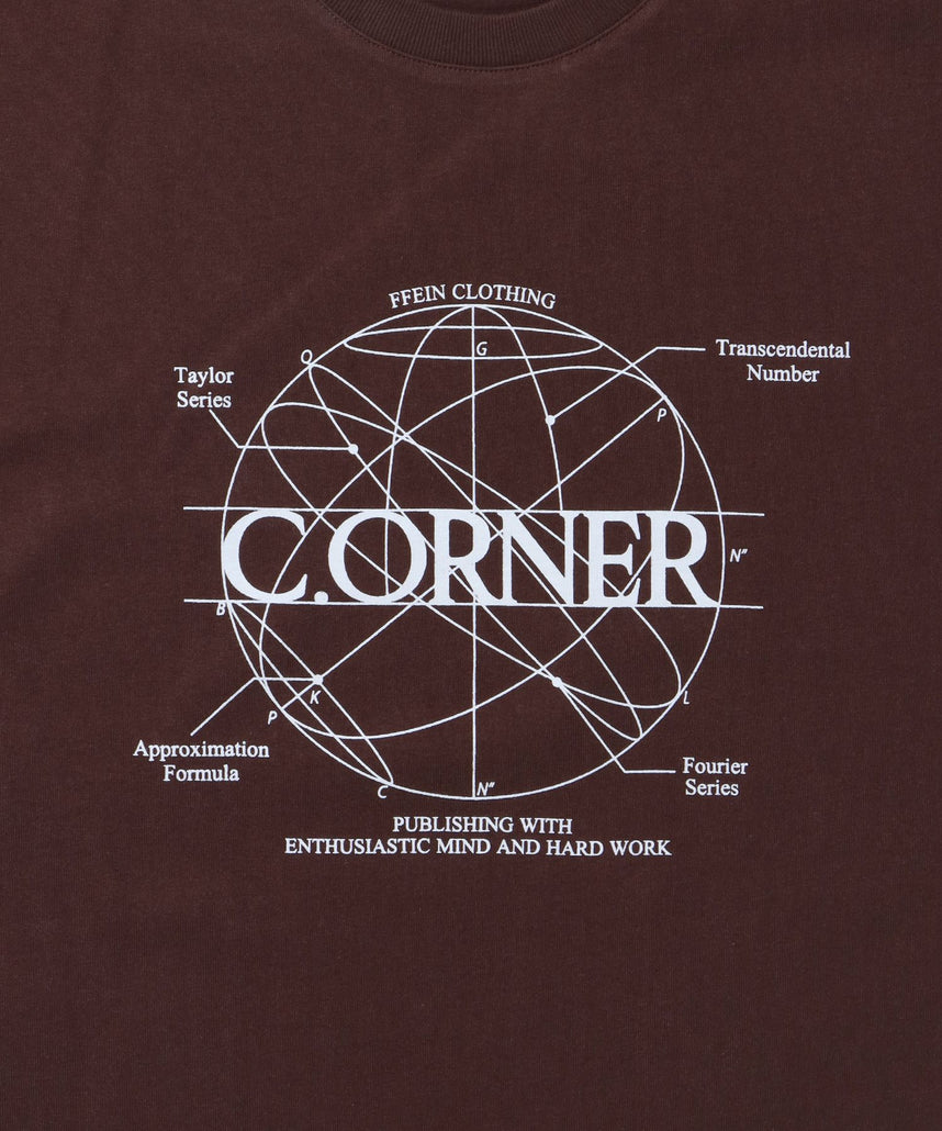 サークルアート線画プリントTシャツ / 男女兼用 レギュラーサイズ ワンポイント シンプル アートT ブラウン