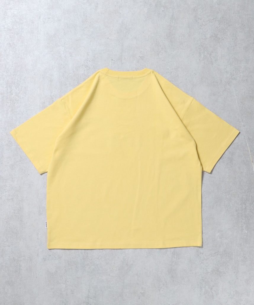 サークルアート線画プリントTシャツ / 男女兼用 レギュラーサイズ ワンポイント シンプル アートT イエロー