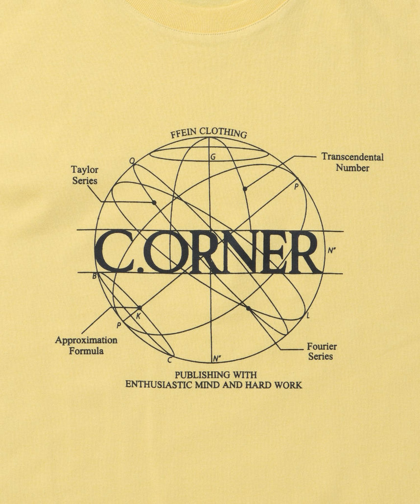 サークルアート線画プリントTシャツ / 男女兼用 レギュラーサイズ ワンポイント シンプル アートT イエロー