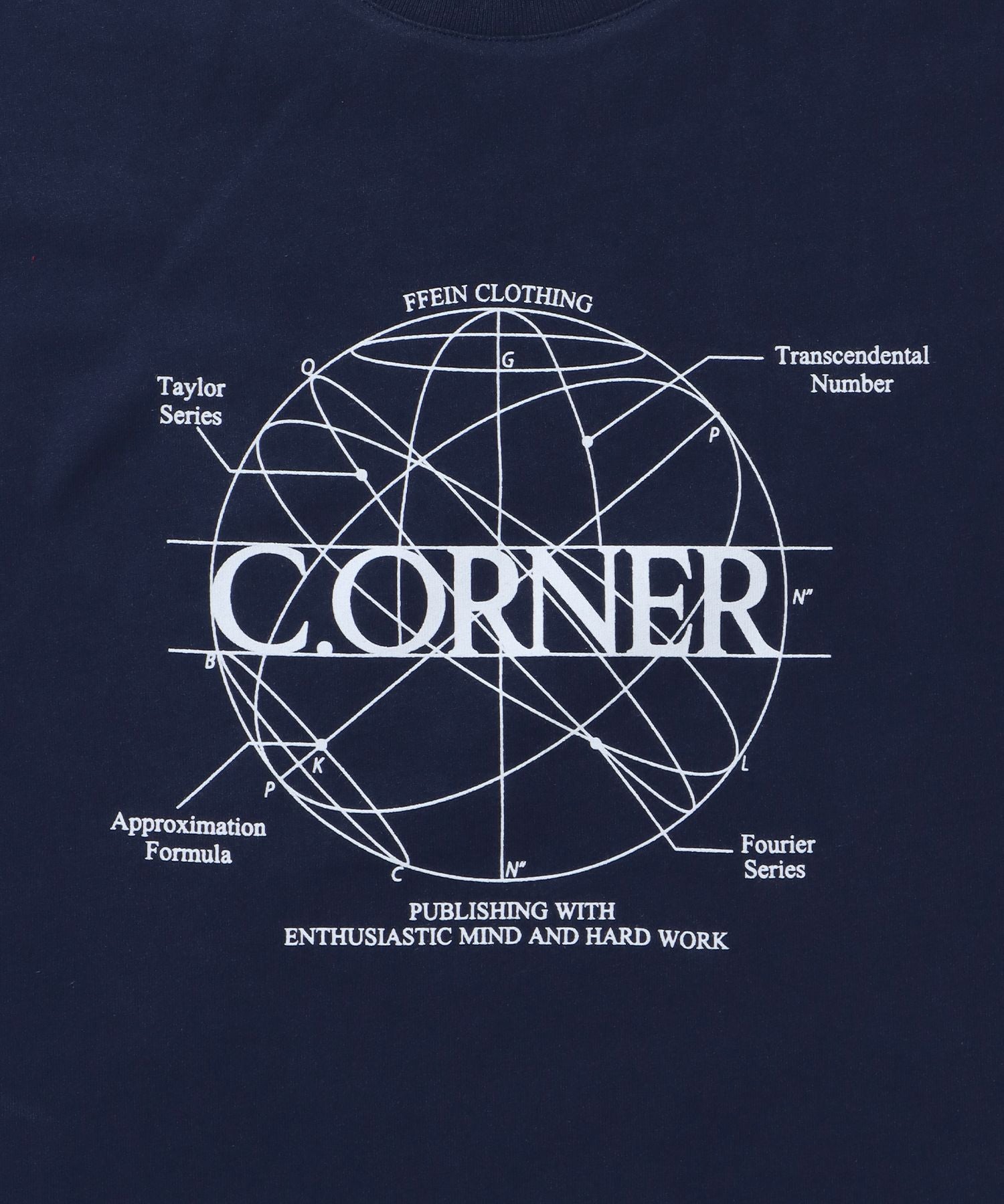 サークルアート線画プリントTシャツ / 男女兼用 レギュラーサイズ ワンポイント シンプル アートT ネイビー