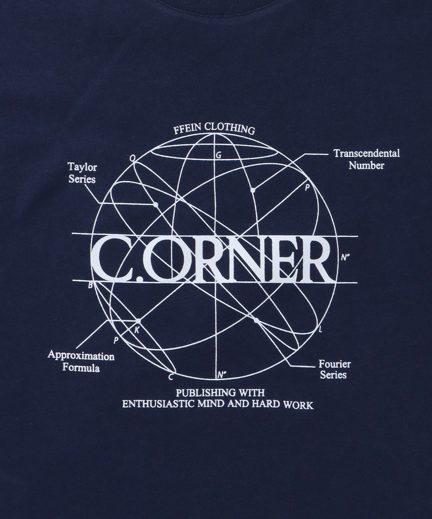 サークルアート線画プリントTシャツ / 男女兼用 レギュラーサイズ ワンポイント シンプル アートT ネイビー