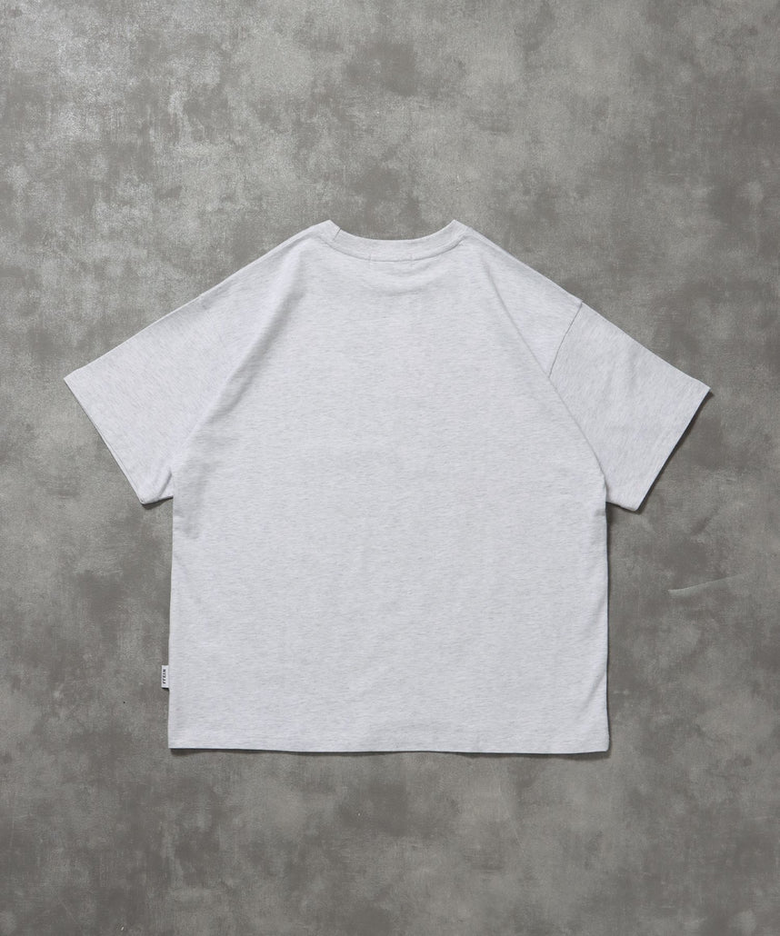 サークルアート線画プリントTシャツツ/ Tシャツ クルーネック 半袖 プリント サークルロゴ アッシュグレー