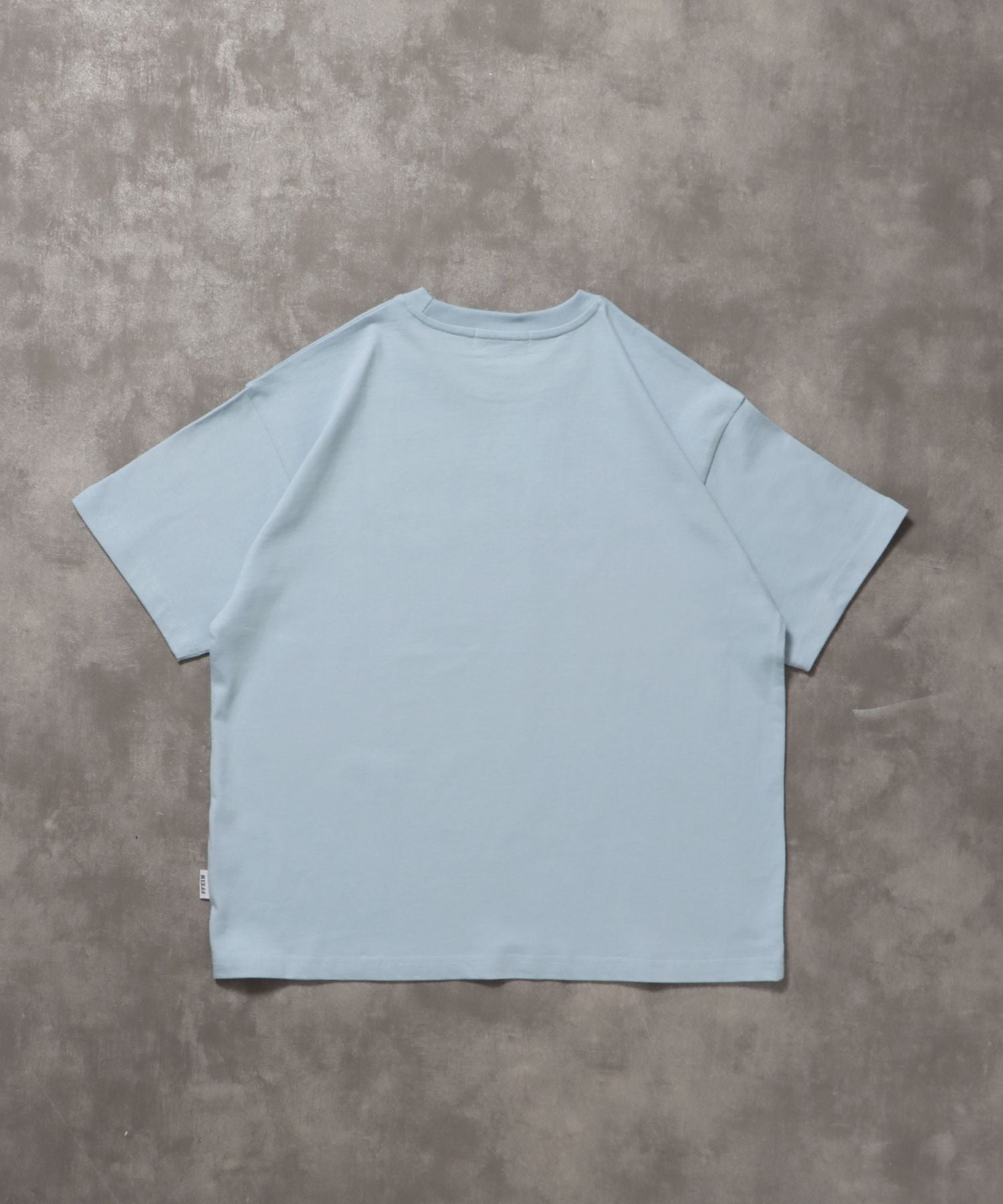 サークルアート線画プリントTシャツツ/ Tシャツ クルーネック 半袖 プリント サークルロゴ ライトブルー