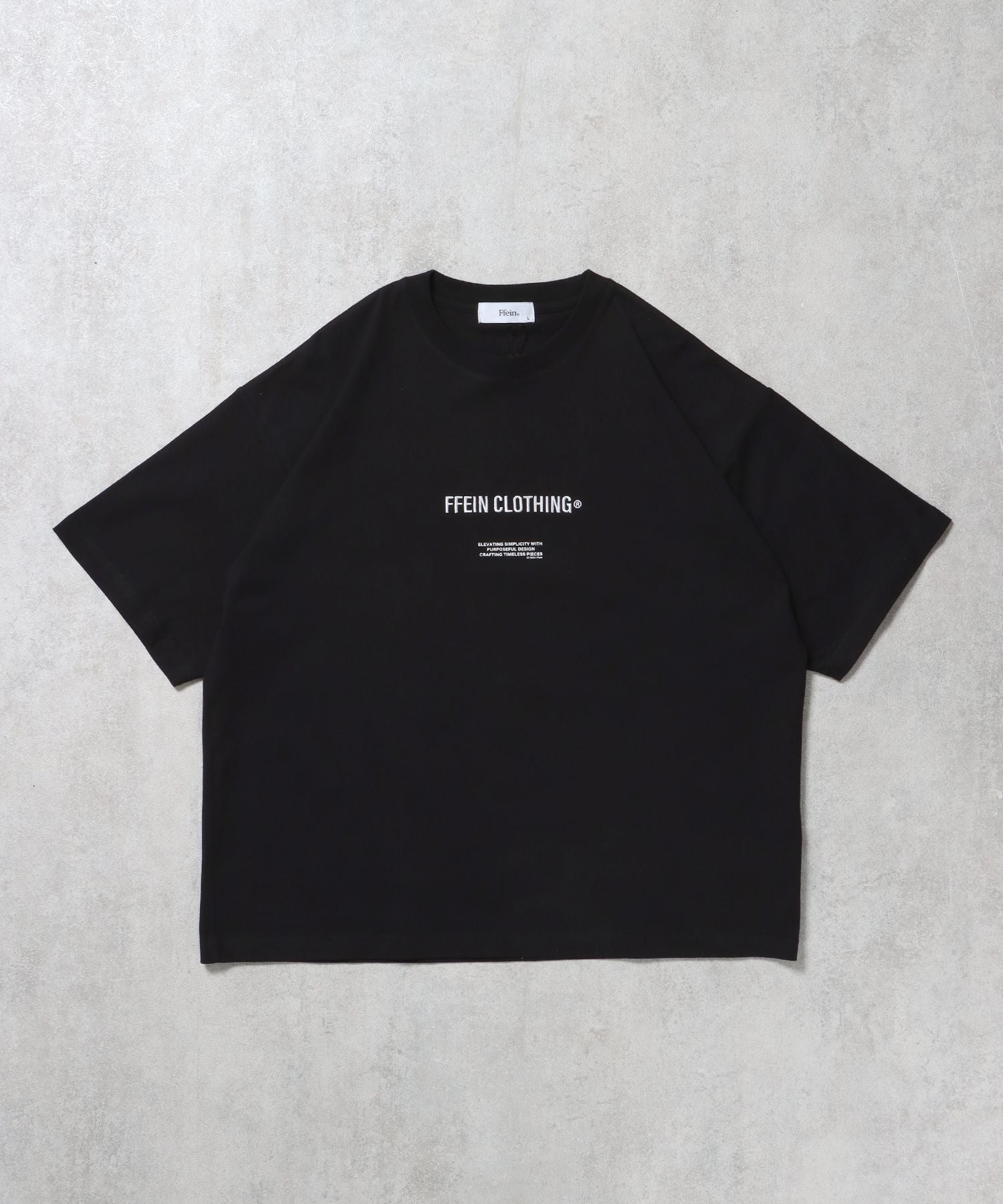 【FFEIN(フェイン)】ワンポイントセンター刺繍ロゴTシャツ / Tシャツ クルーネック 半袖 刺繍 ブラック