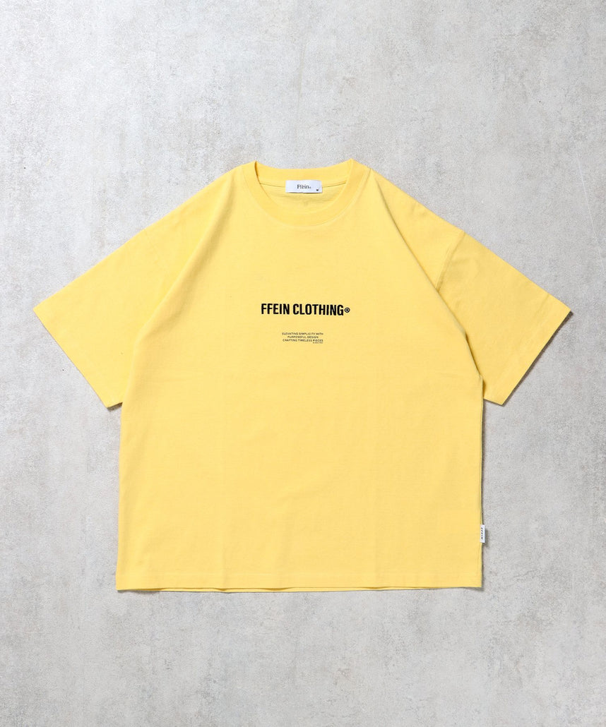 ワンポイントセンター刺繍ロゴTシャツ / Tシャツ クルーネック 半袖 刺繍 イエロー