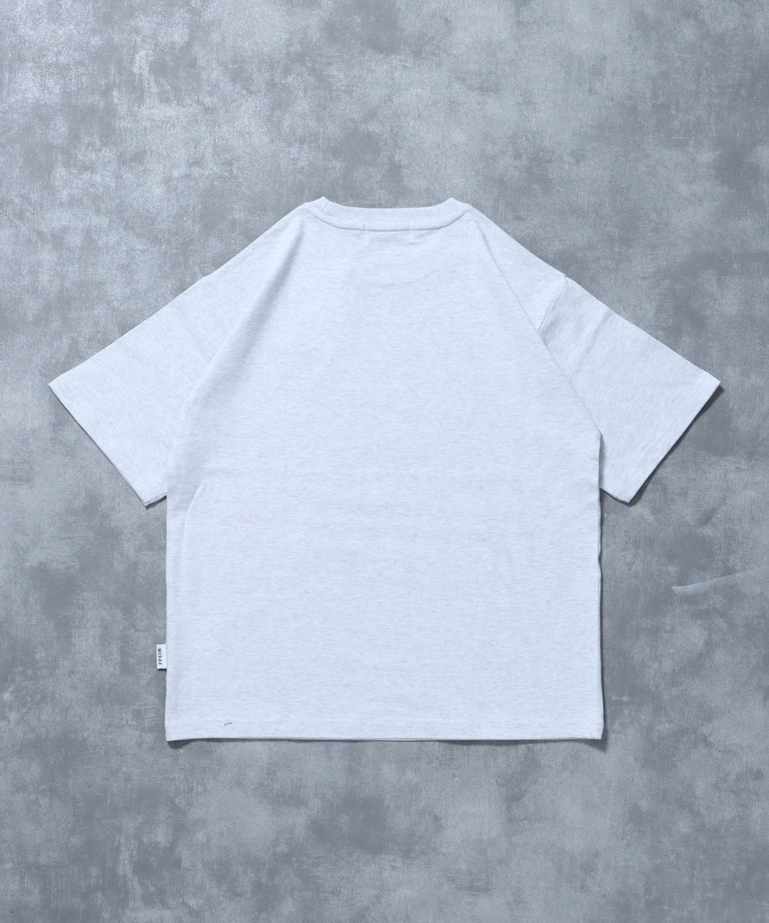英字デザインショート丈Tシャツ / Tシャツ 短丈 クルーネック 半袖 ショート丈 アッシュグレー