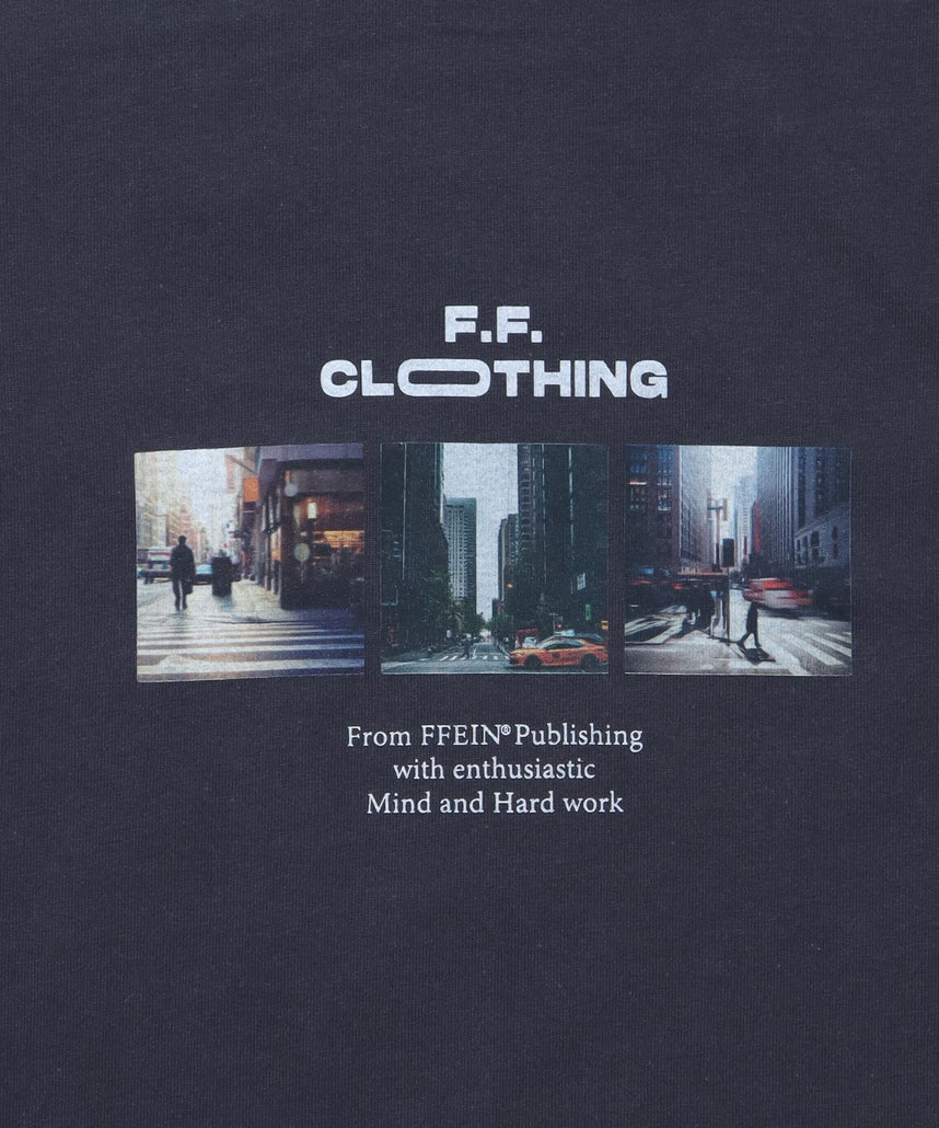 フォトプリントショート丈Tシャツ / Tシャツ 短丈 クルーネック 半袖 ショート丈 チャコール