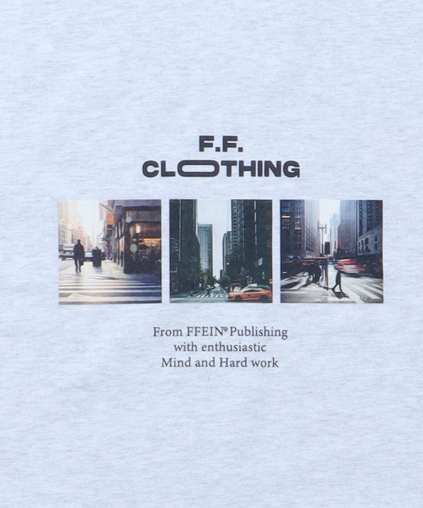 フォトプリントショート丈Tシャツ / Tシャツ 短丈 クルーネック 半袖 ショート丈 アッシュグレー