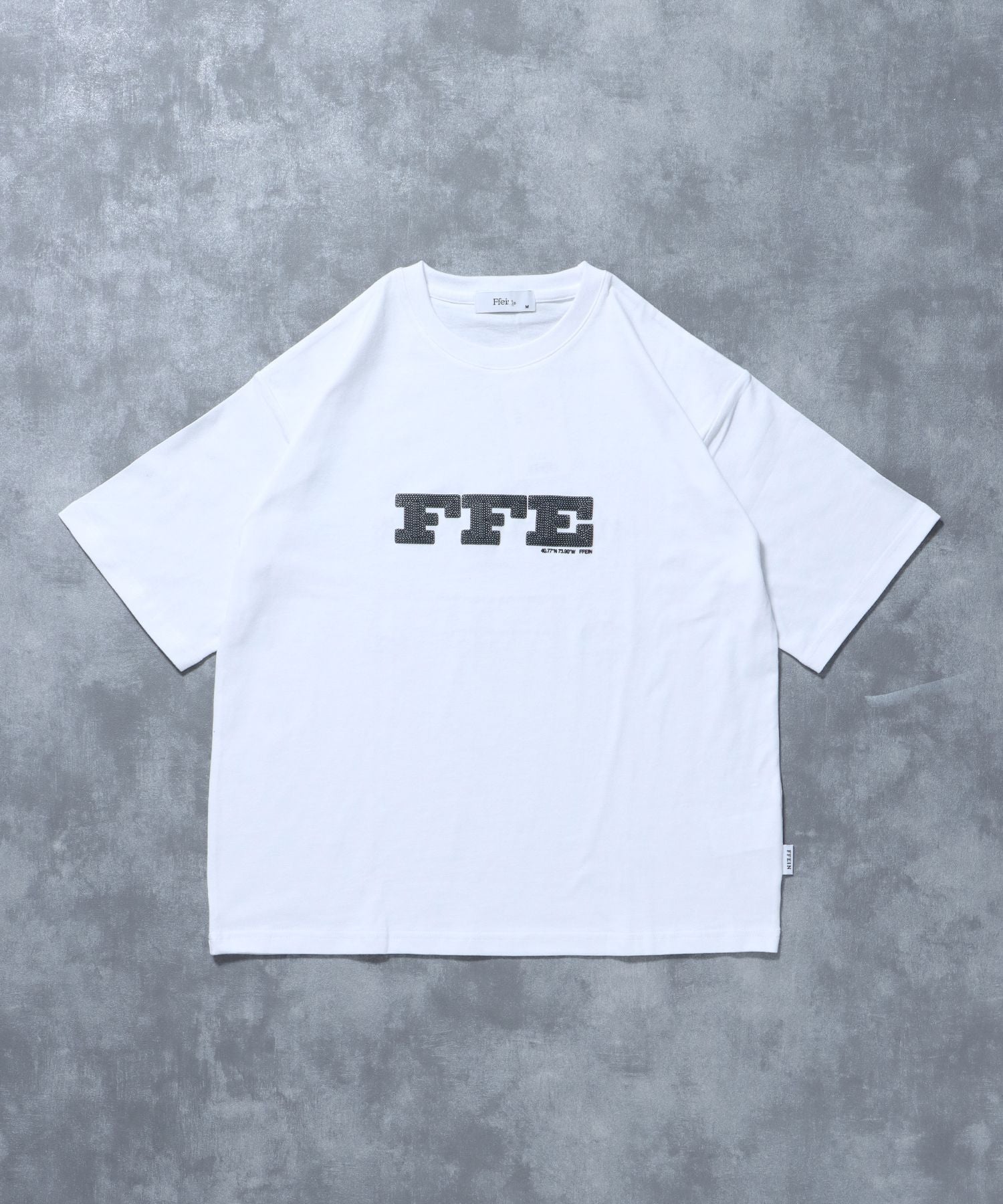 【FFEIN(フェイン)】発砲プリントショート丈Tシャツ / Tシャツ 短丈 クルーネック 半袖 ショート丈 ホワイト