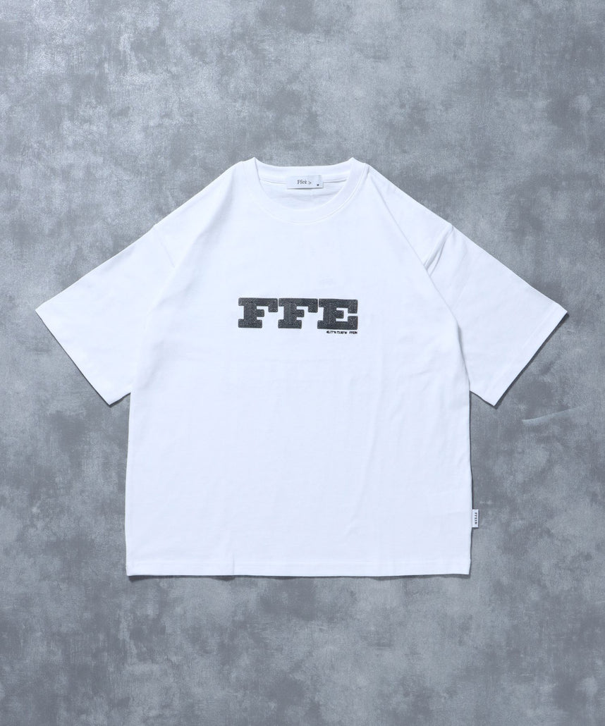 【FFEIN(フェイン)】発砲プリントショート丈Tシャツ / Tシャツ 短丈 クルーネック 半袖 ショート丈 ホワイト