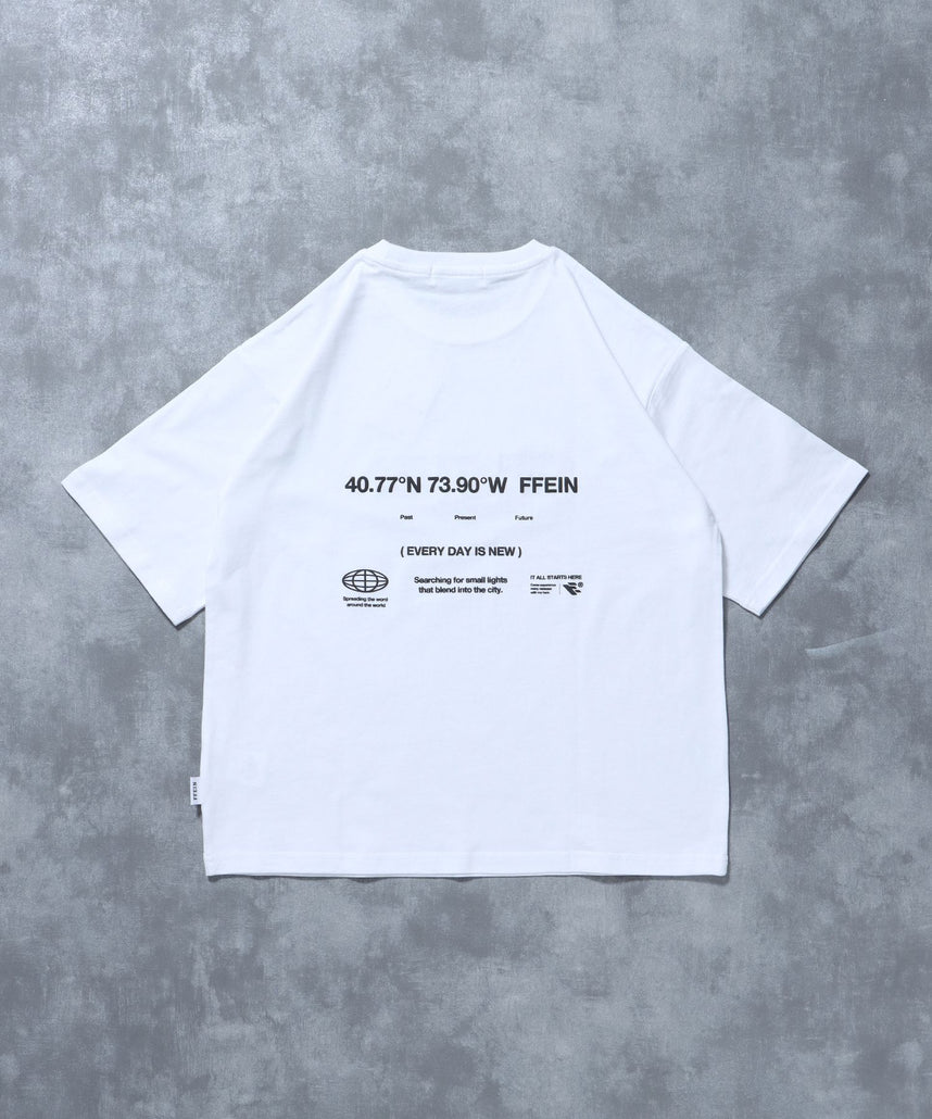 発砲プリントショート丈Tシャツ / Tシャツ 短丈 クルーネック 半袖 ショート丈 ホワイト