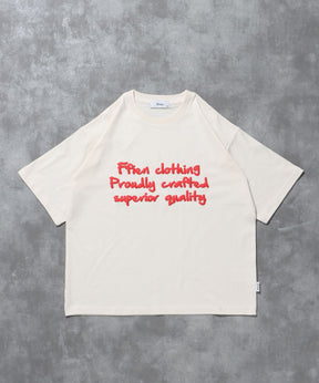 手書きロゴショート丈Tシャツ / Tシャツ 短丈 クルーネック 半袖 ショート丈 アイボリー