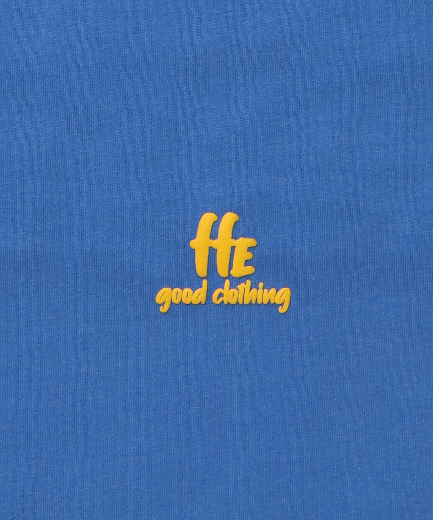 手書きロゴショート丈Tシャツ / Tシャツ 短丈 クルーネック 半袖 ショート丈 ブルー