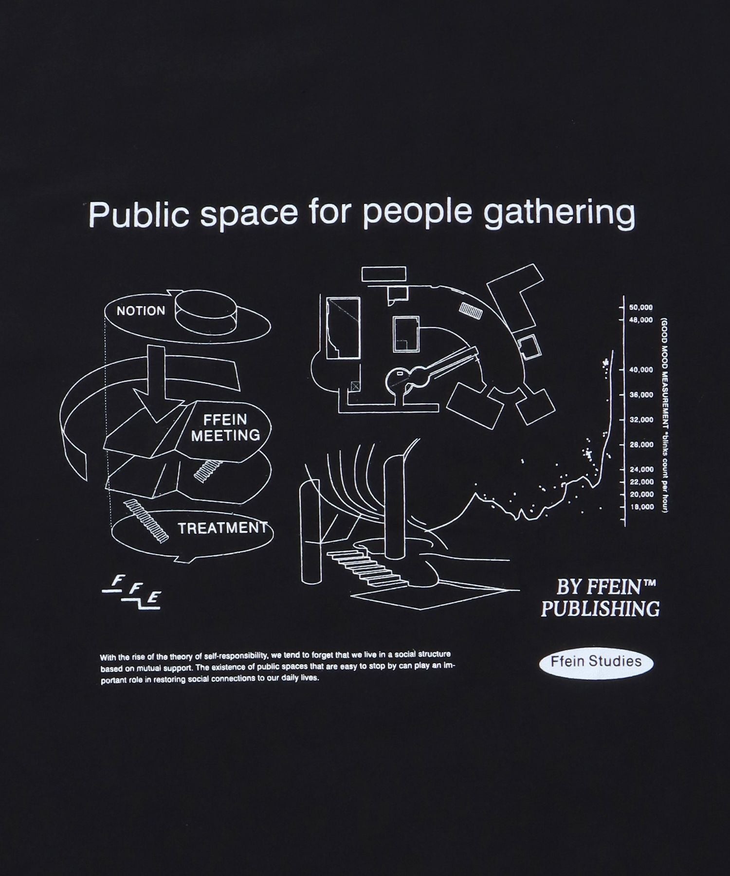 グラフィックショート丈Tシャツ / Tシャツ 短丈 クルーネック 半袖 ショート丈 ブラック