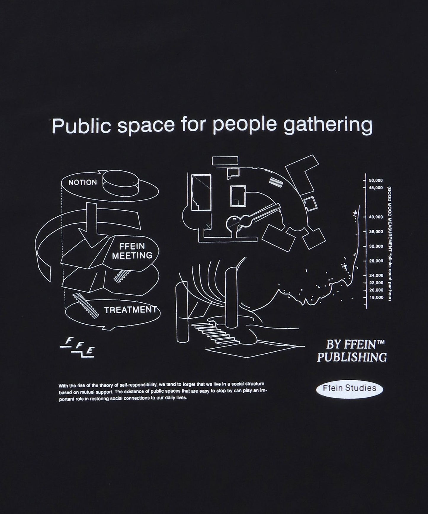 グラフィックショート丈Tシャツ / Tシャツ 短丈 クルーネック 半袖 ショート丈 ブラック