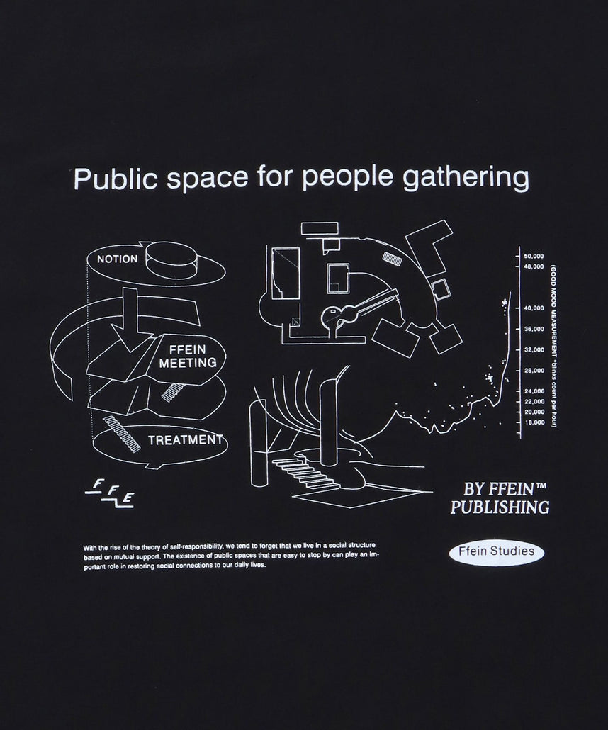 グラフィックショート丈Tシャツ / Tシャツ 短丈 クルーネック 半袖 ショート丈 ブラック