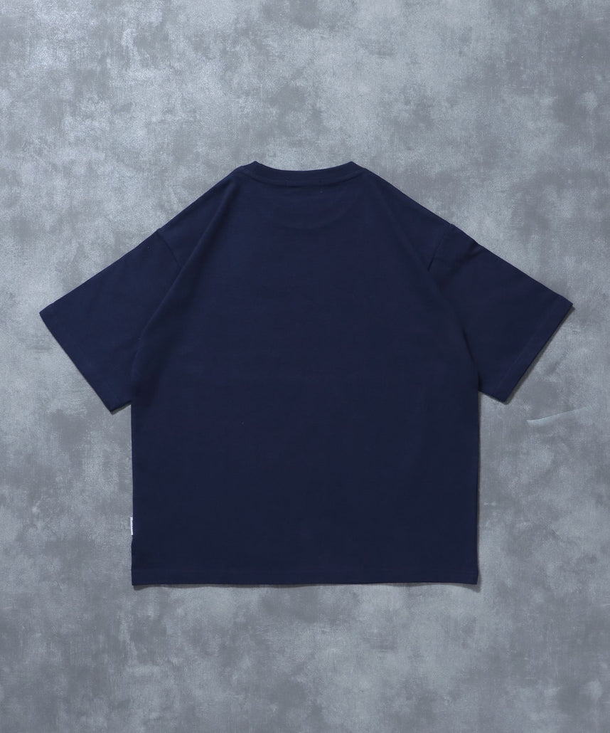 グラフィックショート丈Tシャツ / Tシャツ 短丈 クルーネック 半袖 ショート丈 ネイビー