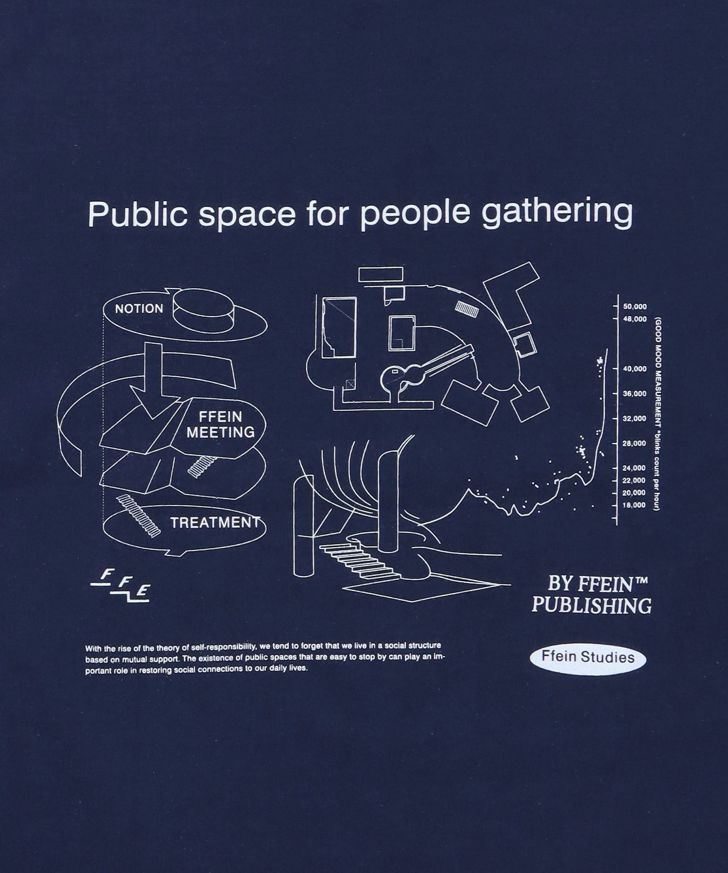 グラフィックショート丈Tシャツ / Tシャツ 短丈 クルーネック 半袖 ショート丈 ネイビー