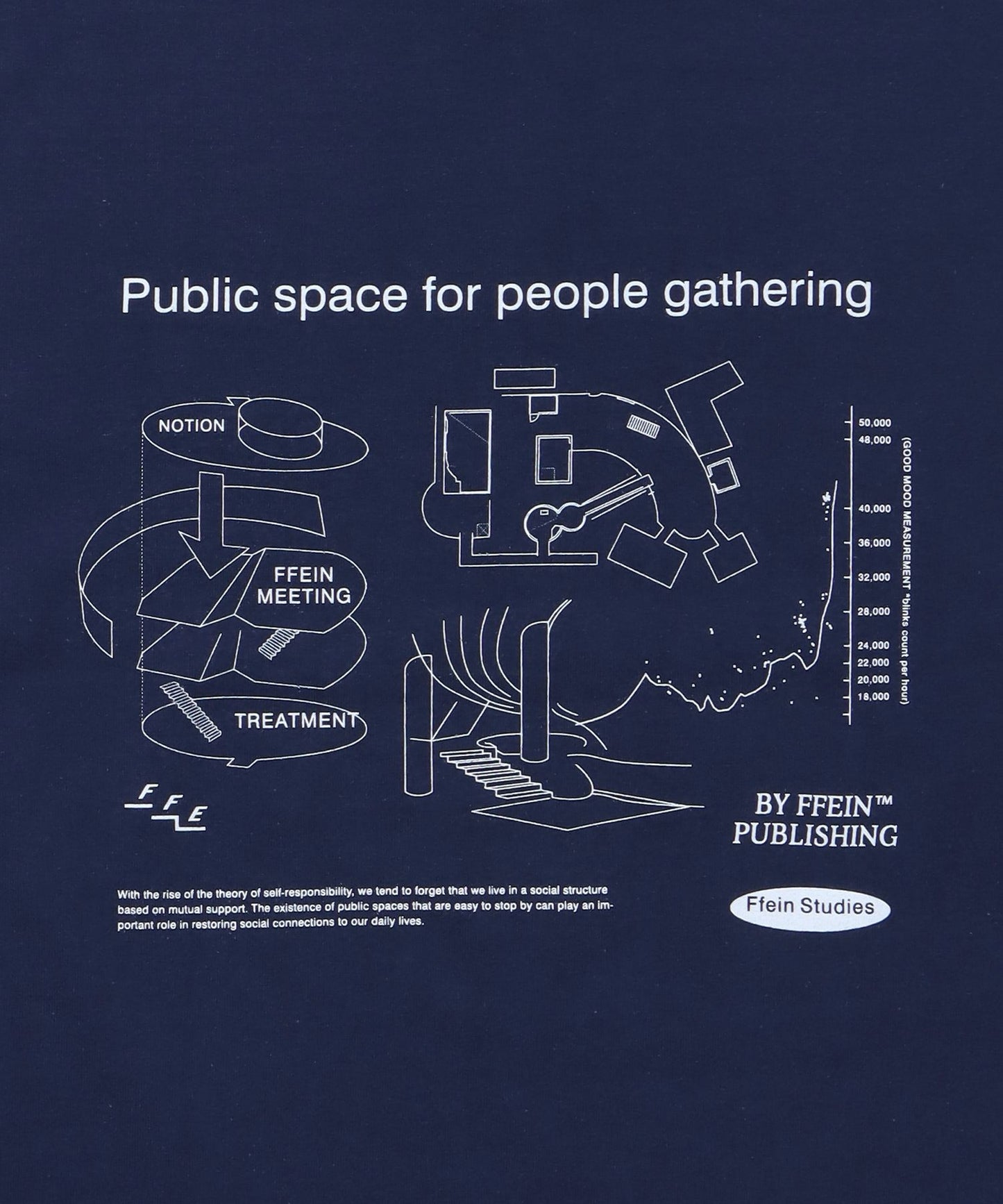 グラフィックショート丈Tシャツ / Tシャツ 短丈 クルーネック 半袖 ショート丈 ネイビー