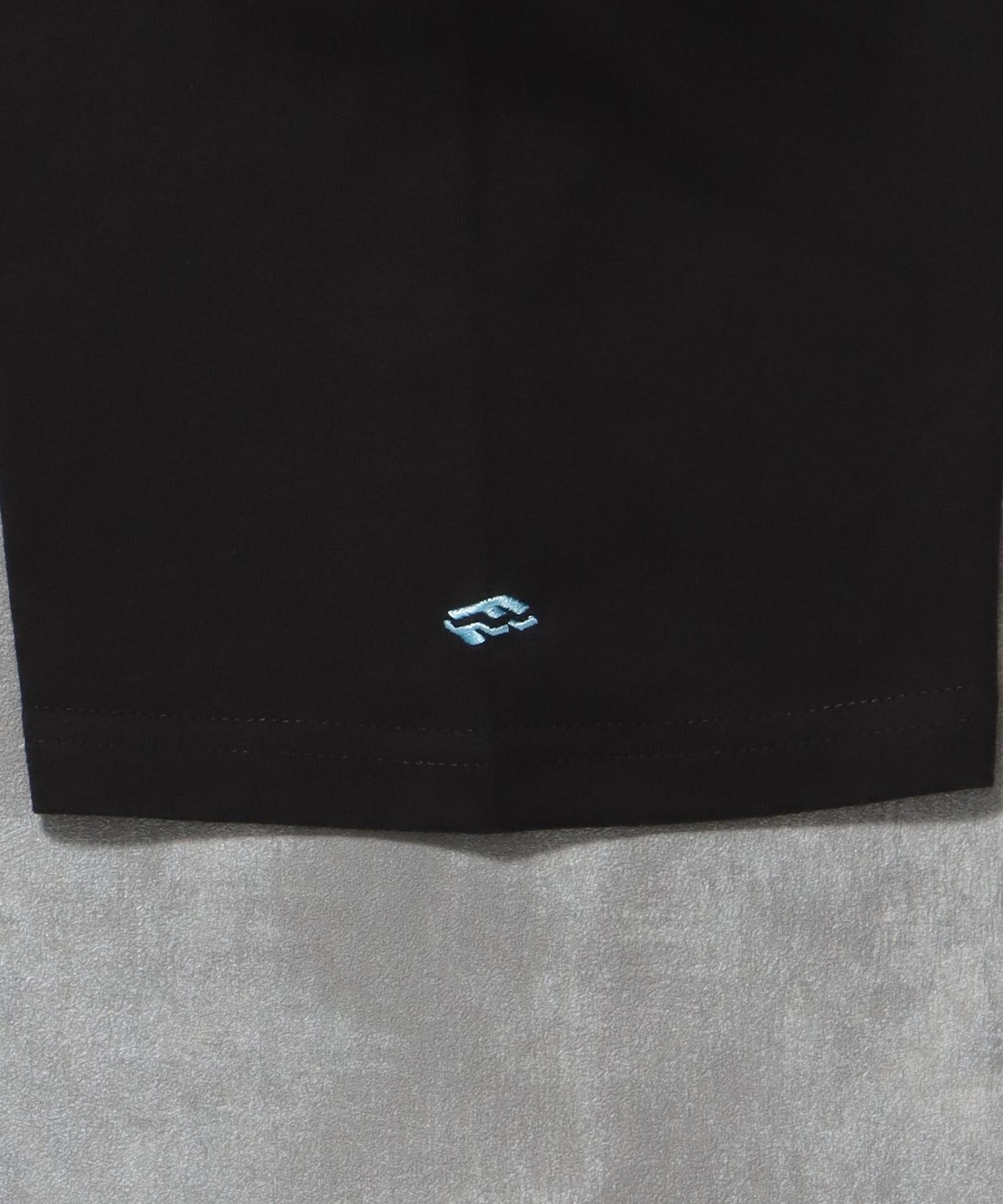 センターロゴ刺繍ショート丈Tシャツ / Tシャツ 短丈 クルーネック 半袖 ショート丈 刺繍 ブラック