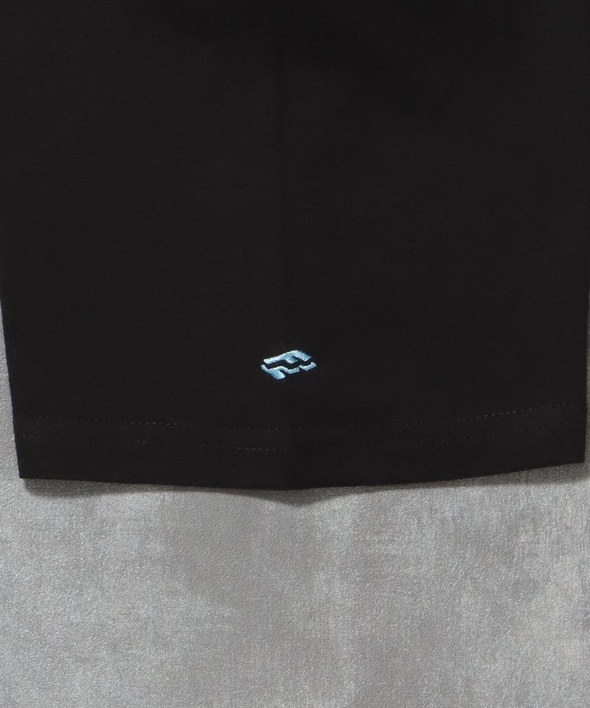 センターロゴ刺繍ショート丈Tシャツ / Tシャツ 短丈 クルーネック 半袖 ショート丈 刺繍 ブラック