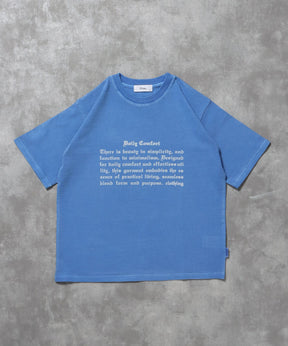 フェードメッセージショート丈Tシャツ / Tシャツ 短丈 クルーネック 半袖 ピグメント加工 古着 アソート ブルー