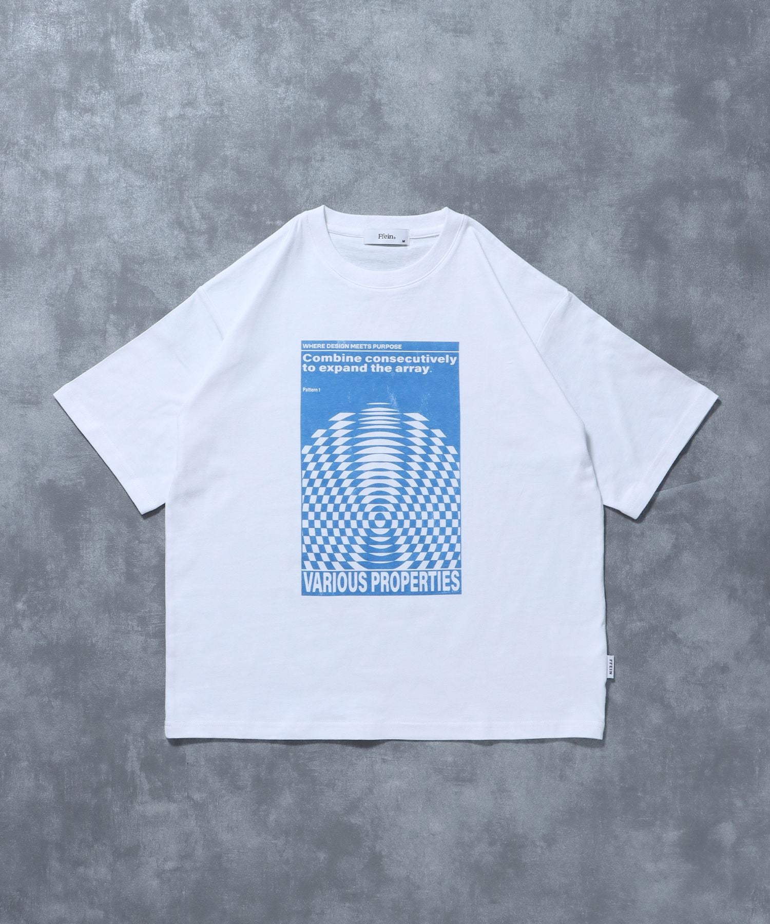 【FFEIN(フェイン)】アートグラフィックショート丈Tシャツ / Tシャツ 短丈 クルーネック 半袖 ショート丈 ホワイト