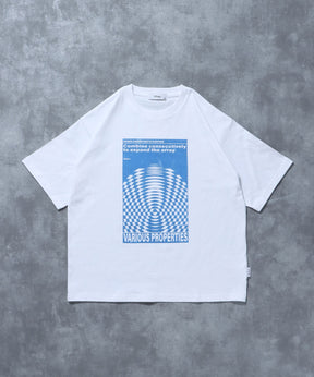 アートグラフィックショート丈Tシャツ / Tシャツ 短丈 クルーネック 半袖 ショート丈 ホワイト