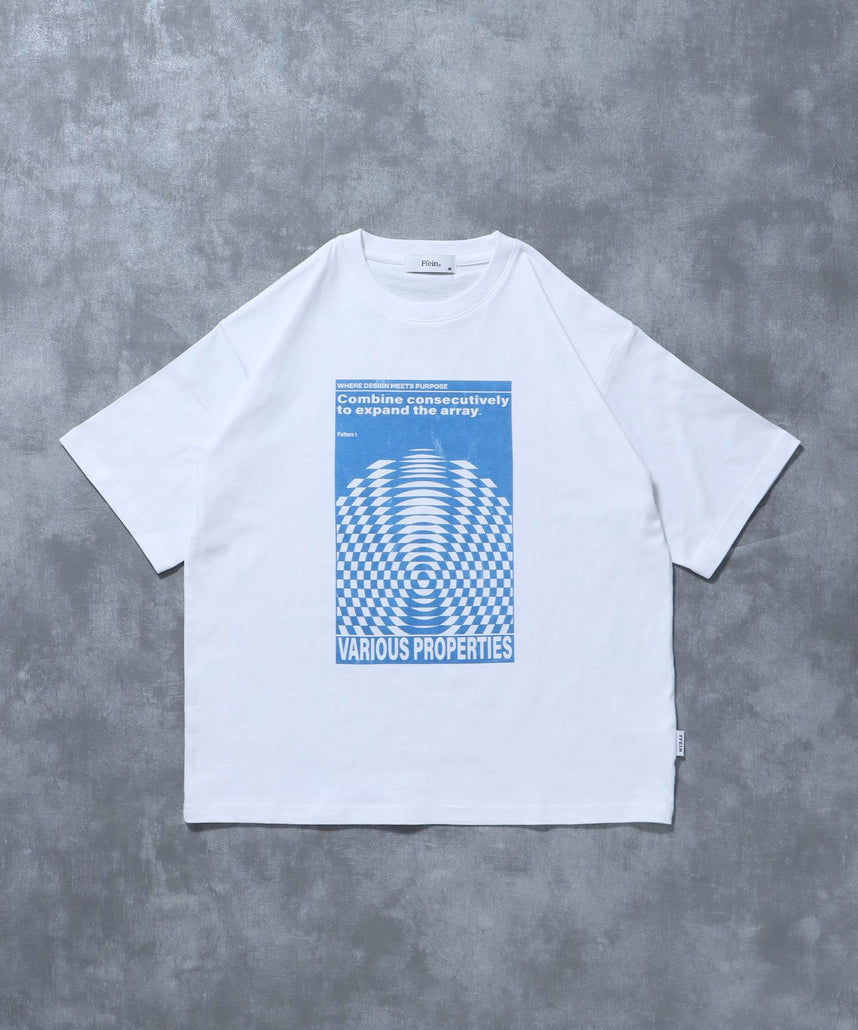 【FFEIN(フェイン)】アートグラフィックショート丈Tシャツ / Tシャツ 短丈 クルーネック 半袖 ショート丈 ホワイト
