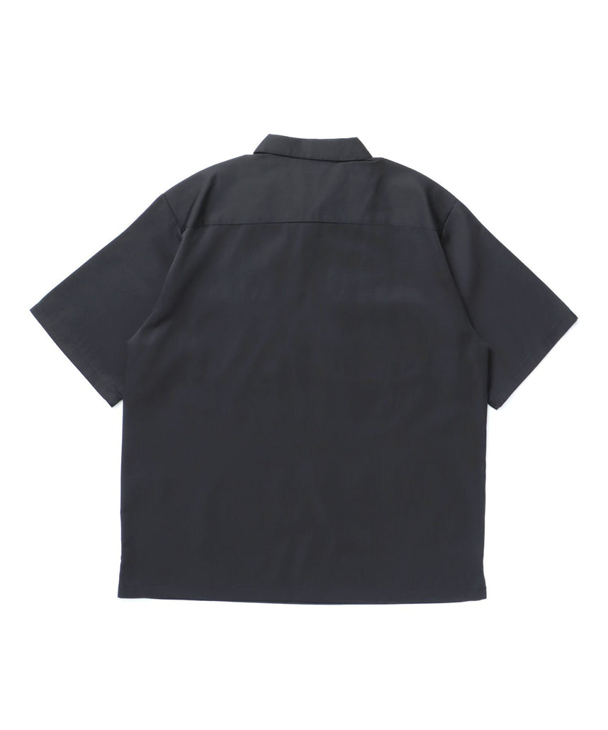 1/2 ZIP S/S SHIRT / シャツ レギュラー ワンポイント シンプル ハーフジップ ブラック