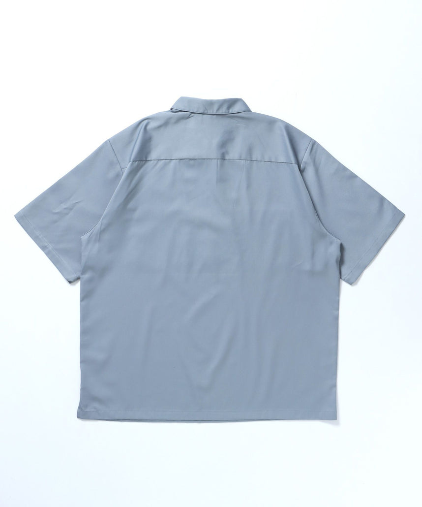 1/2 ZIP S/S SHIRT / シャツ レギュラー ワンポイント シンプル ハーフジップ ライトグレー