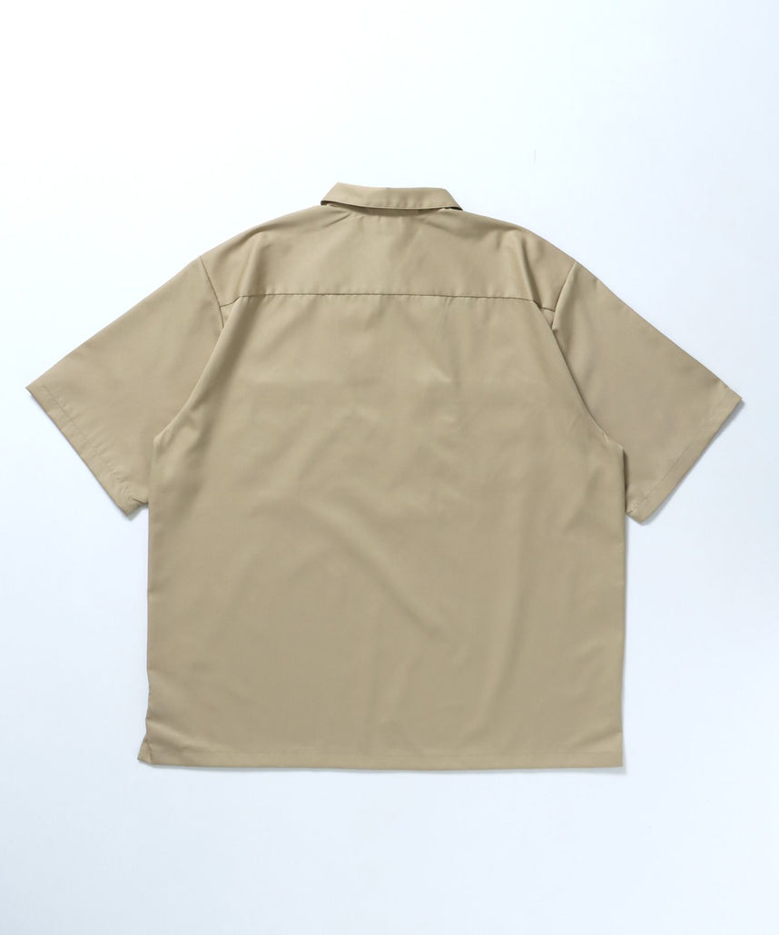 1/2 ZIP S/S SHIRT / シャツ レギュラー ワンポイント シンプル ハーフジップ ベージュ