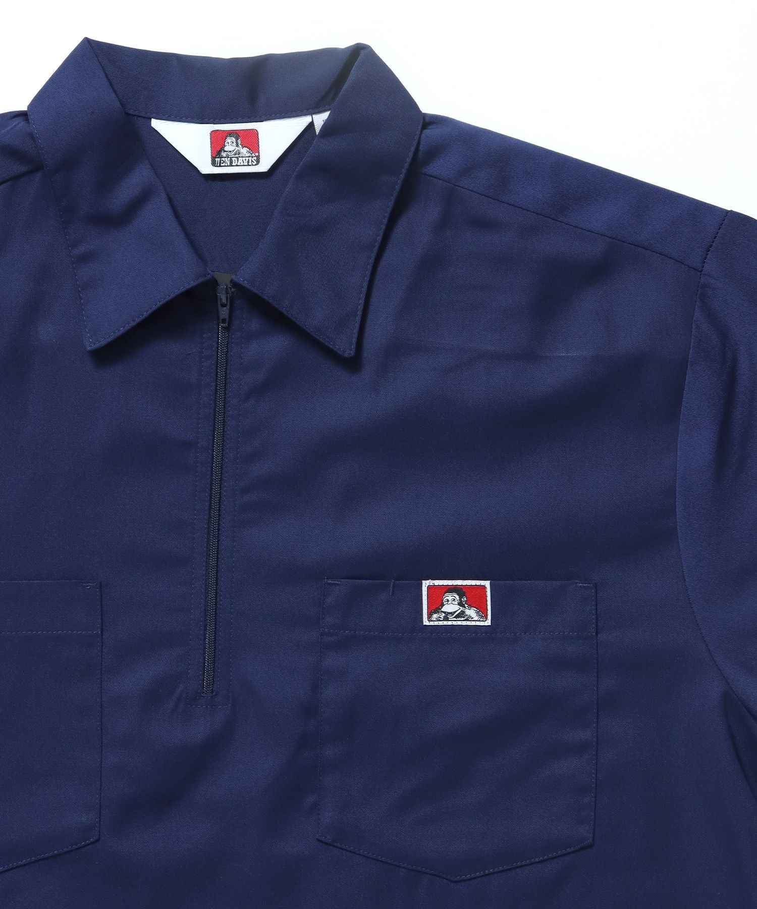 1/2 ZIP S/S SHIRT / シャツ レギュラー ワンポイント シンプル ハーフジップ ネイビー