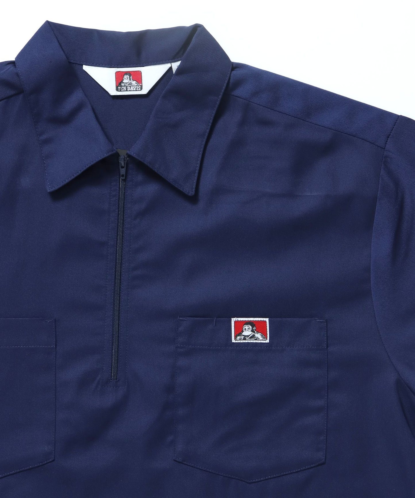 1/2 ZIP S/S SHIRT / シャツ レギュラー ワンポイント シンプル ハーフジップ ネイビー
