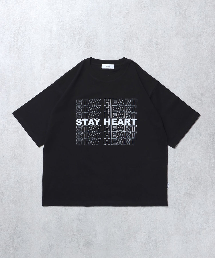 【FFEIN(フェイン)】メッセージロゴショート丈Tシャツ / ぼかしロゴ Tシャツ 短丈 クルーネック 半袖 ブラック