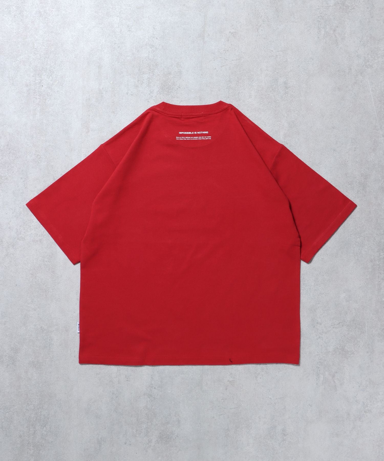 メッセージロゴショート丈Tシャツ / ぼかしロゴ Tシャツ 短丈 クルーネック 半袖 レッド